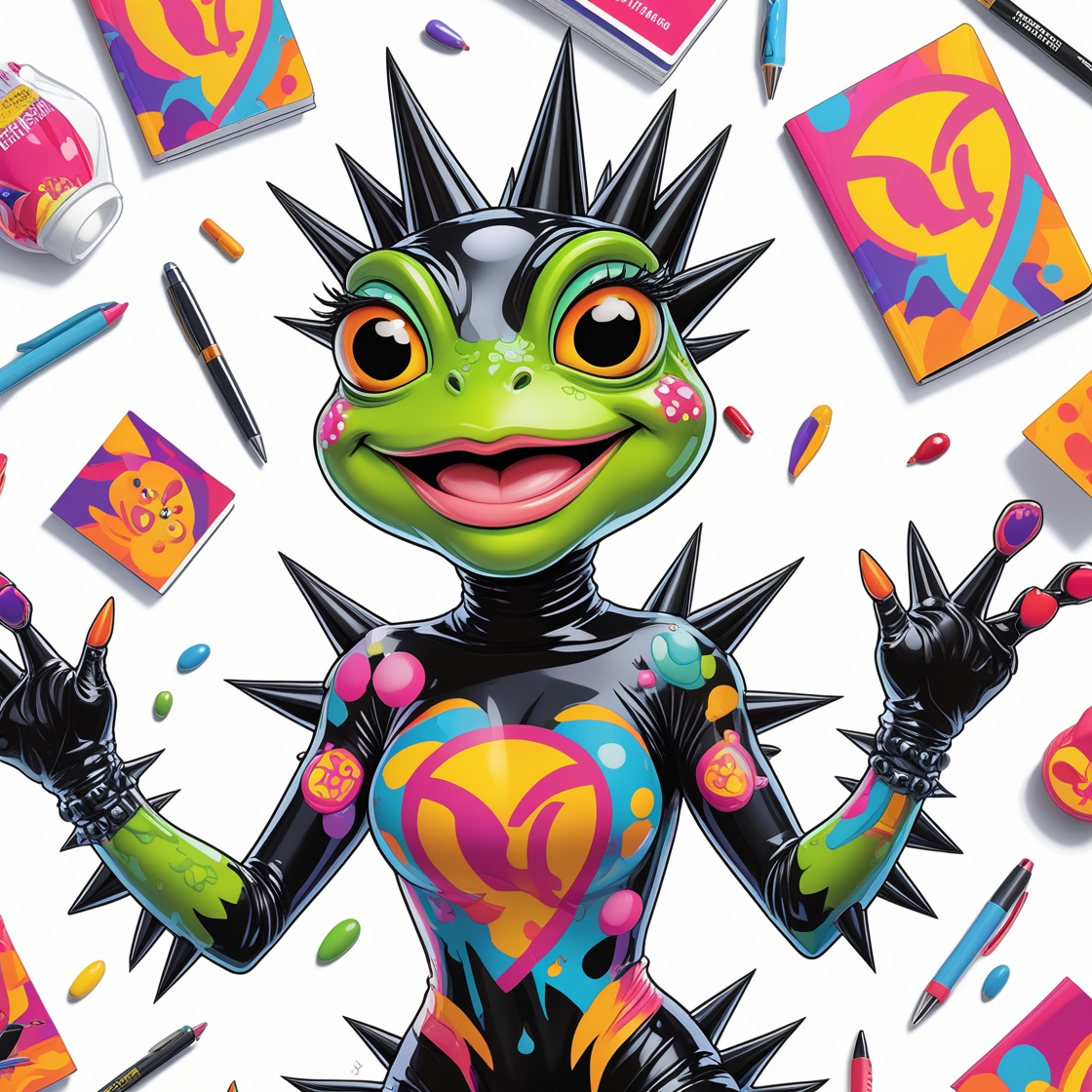 Mascotte grenouille et accessoires colorés personnalisés – goodies FTM PUB