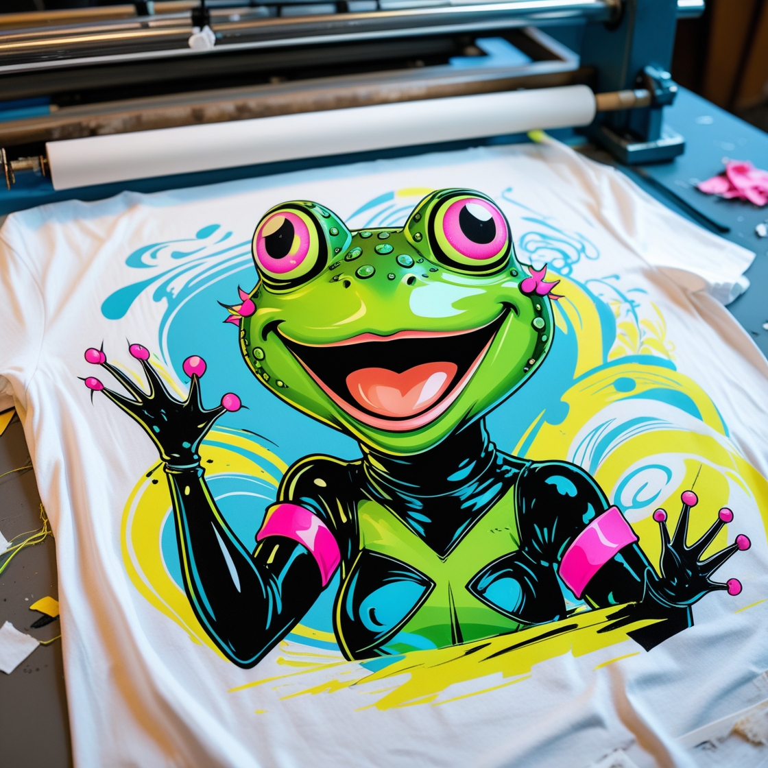 T-shirt personnalisé avec mascotte grenouille – transfert textile FTM PUB