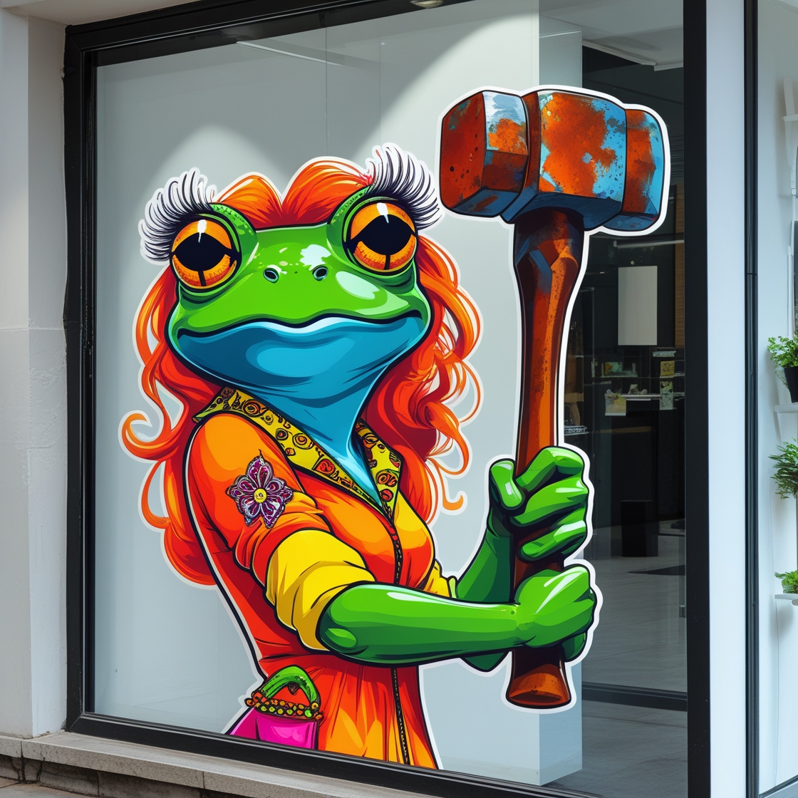 Vitrine de magasin décorée avec des autocollants fluorescents – FTM PUB