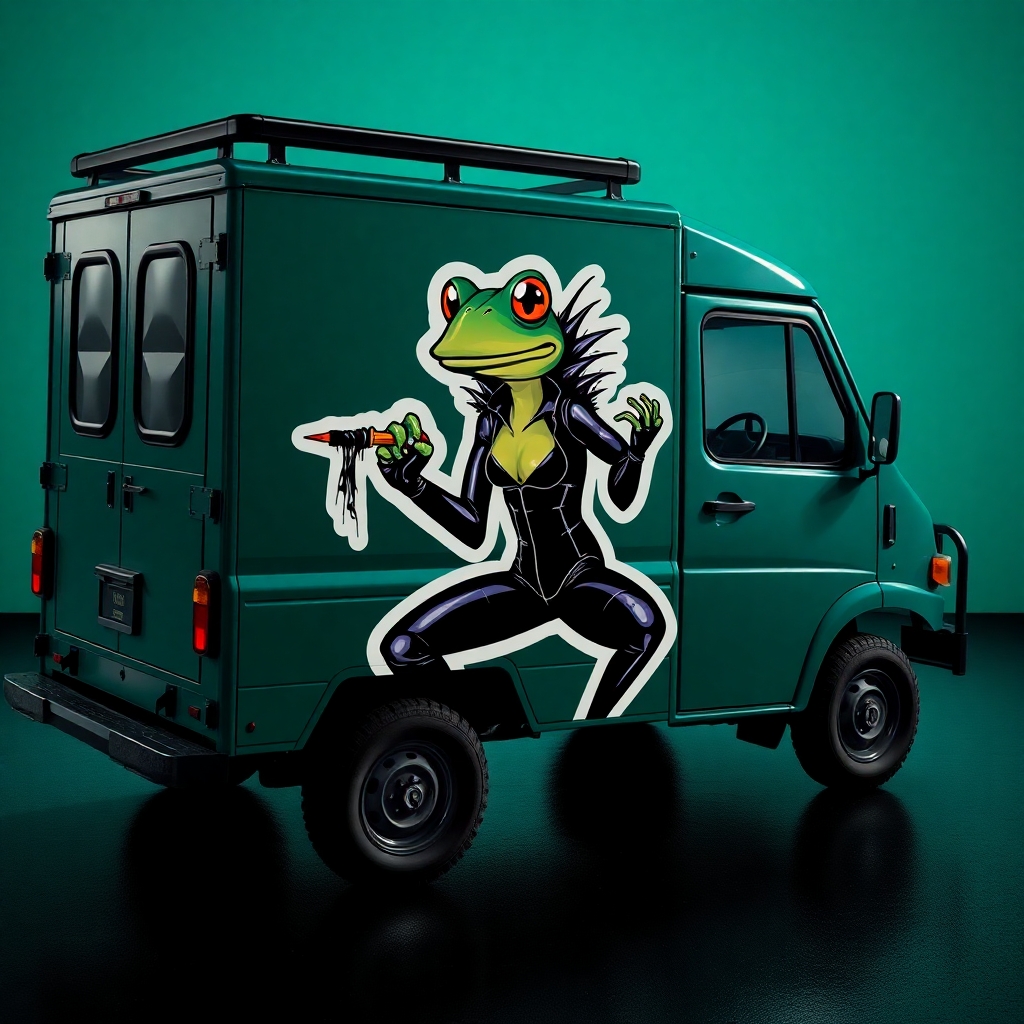 Camionnette d’entreprise avec marquage publicitaire (logo et texte) – réalisation FTM PUB