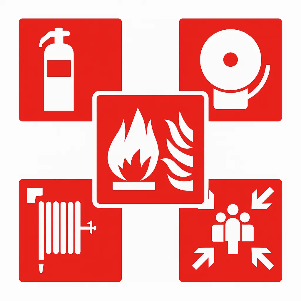 Panneaux ISO 7010 incendie – signalisation pour extincteurs, alarmes et équipements d’urgence