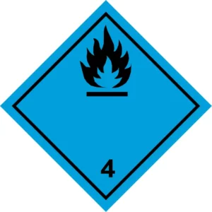 Pictogramme adr classe 4 2 matiere spontanement inflammable, panneau SUVA ou AEAI conforme aux normes de sécurité