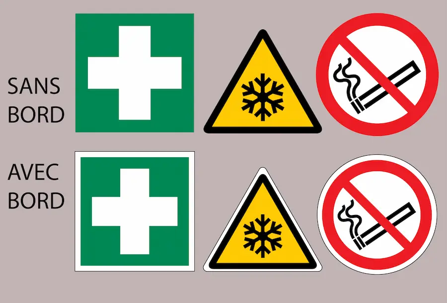 Comparatif avec ou sans bord ISO 7010