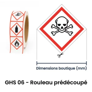 Étiquette GHS06 – Pictogramme toxicité aiguë sur rouleau prédécoupé
