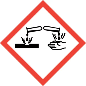 Pictogramme ghs05 corrosif peau metaux suva chimie, panneau pvc conforme aux normes 