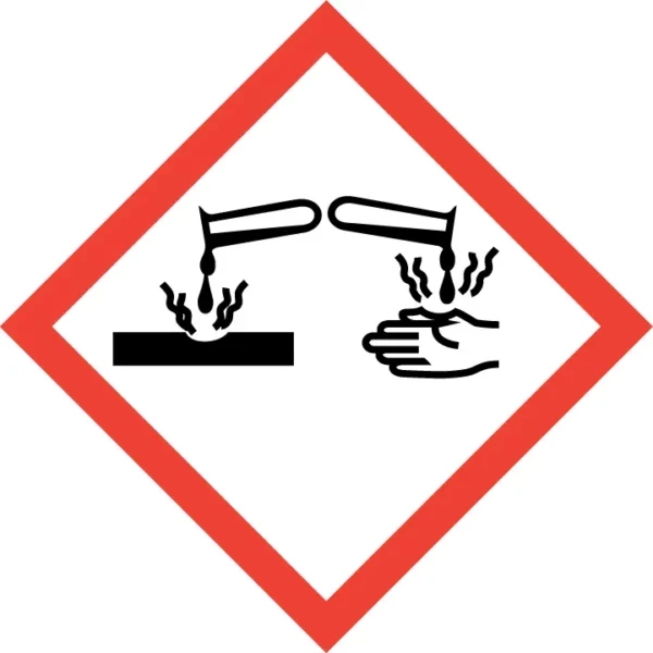 Pictogramme ghs05 corrosif peau metaux suva chimie, panneau pvc conforme aux normes