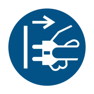 Sticker obligation M006 – débrancher la prise électrique obligatoire