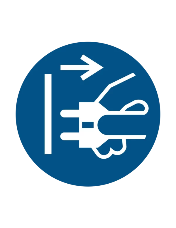 Sticker obligation M006 – débrancher la prise électrique obligatoire