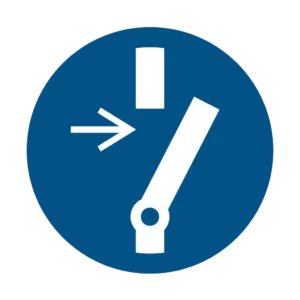 Sticker obligation M021 – débrancher avant réparation obligatoire