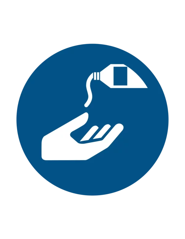 Sticker obligation M022 – utilisation crème protectrice obligatoire