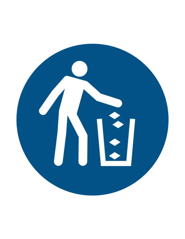 Sticker obligation M030 – jeter déchets dans poubelle obligatoire