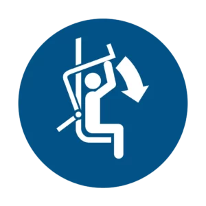 Sticker obligation M033 – abaisser barre de sécurité remontées obligatoire