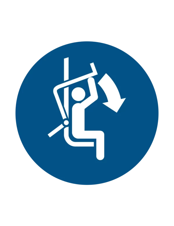 Sticker obligation M033 – abaisser barre de sécurité remontées obligatoire