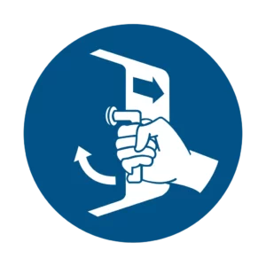Sticker obligation M037 – fermer et sécuriser trappe obligatoire