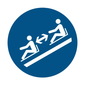 Sticker obligation M052 – distance sécurité entre luges obligatoire