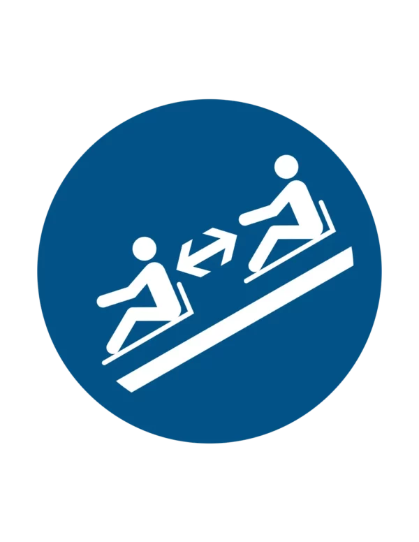 Sticker obligation M052 – distance sécurité entre luges obligatoire