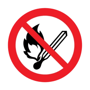 Panneau interdiction P003 – pas de flamme nue | picto sécurité suisse