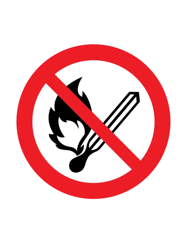 Panneau interdiction P003 – pas de flamme nue | picto sécurité suisse