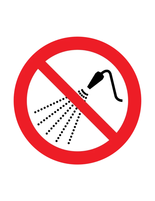 Panneau interdiction P016 – ne pas pulveriser deau | picto sécurité suisse
