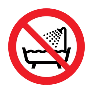 Panneau interdiction P026 – utilisation baignoire douche interdite | picto sécurité suisse