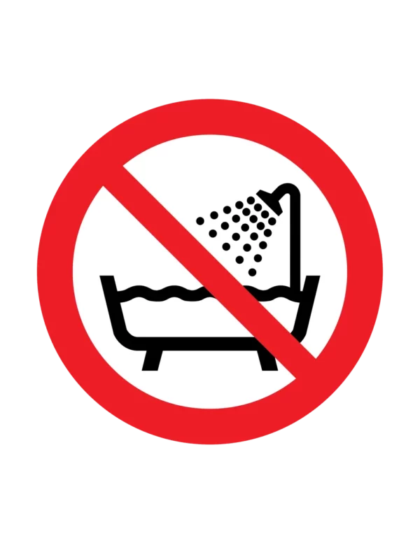 Panneau interdiction P026 – utilisation baignoire douche interdite | picto sécurité suisse