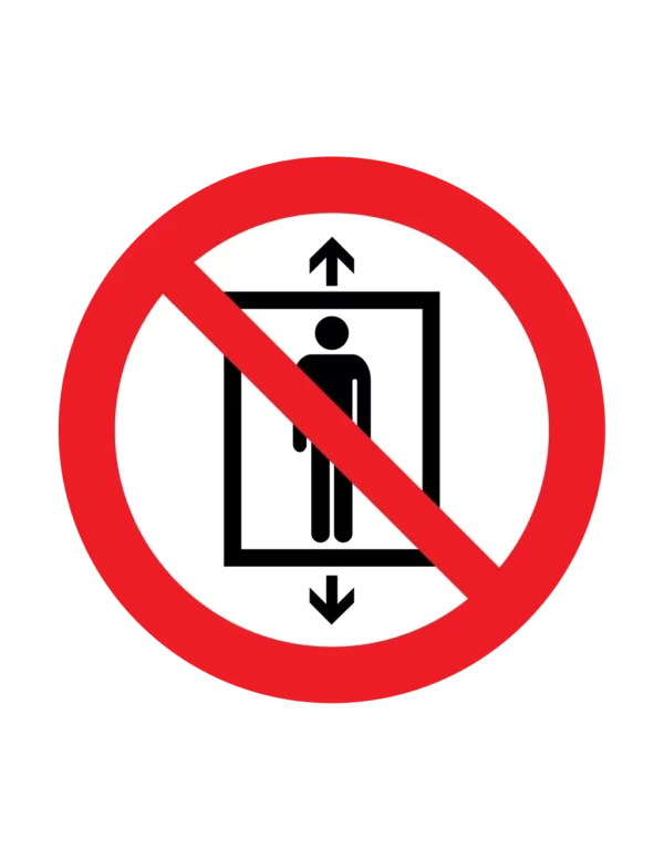 Panneau interdiction P027 – ascenseur non destine aux personnes | picto sécurité suisse