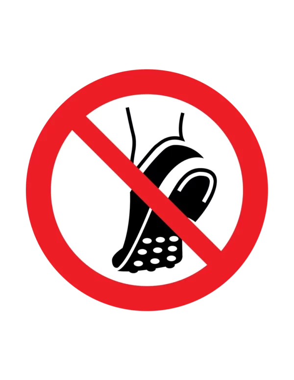 Panneau interdiction P035 – chaussures crantees interdites | picto sécurité suisse
