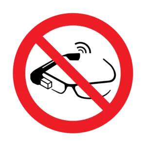 Panneau interdiction P044 – lunettes intelligentes interdites | picto sécurité suisse