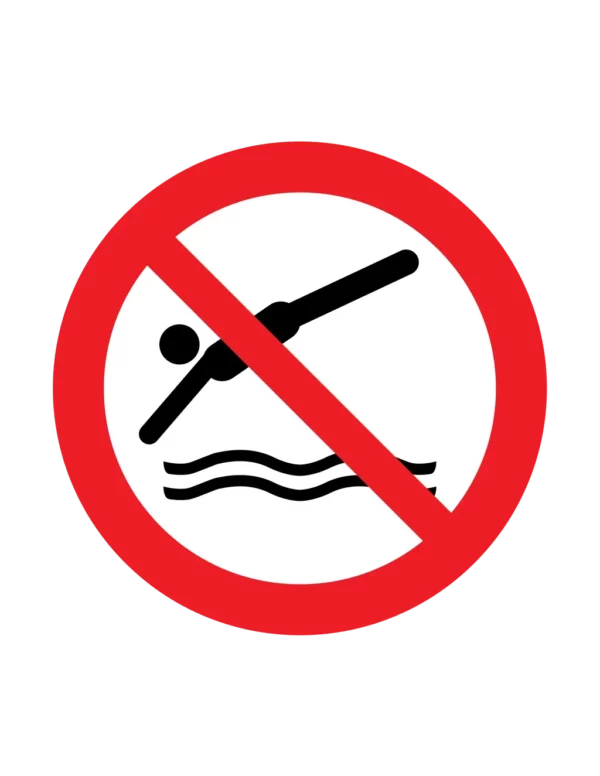 Panneau interdiction P052 – plongeon interdit | picto sécurité suisse