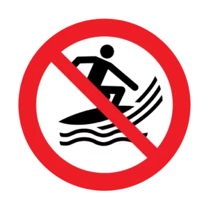Panneau interdiction P059 – engin de surf interdit | picto sécurité suisse