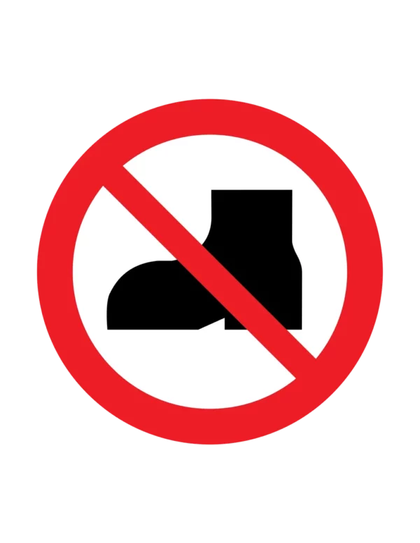 Panneau interdiction P060 – chaussures exterieures interdites | picto sécurité suisse