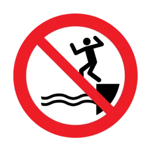 Panneau interdiction P061 – saut dans leau interdit | picto sécurité suisse
