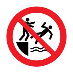 Panneau interdiction P062 – poussée dans l’eau interdite | pictogramme piscine