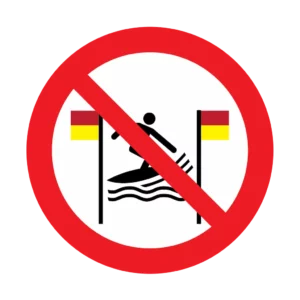 Panneau interdiction P064 – surf entre drapeaux interdit | sécurité plage