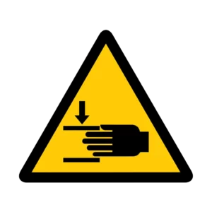 Sticker danger W022 – pictogramme element tranchant main | signalétique avertissement, zone à risque