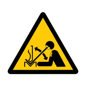 Sticker danger W030 – pictogramme ecrasement main presse | signalétique avertissement, zone à risque