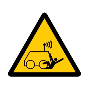 Sticker danger W035 – pictogramme pieces en chute | signalétique avertissement, zone à risque