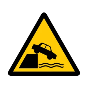Sticker danger W049 – pictogramme objets submerges | signalétique avertissement, zone à risque