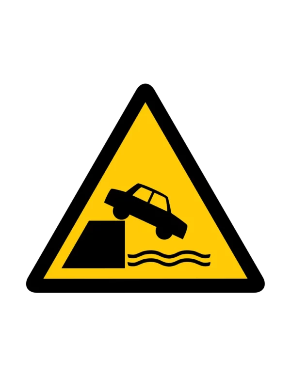 Sticker danger W049 – pictogramme objets submerges | signalétique avertissement, zone à risque