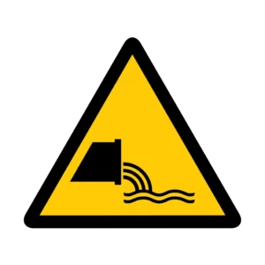 Sticker danger W053 – pictogramme falaise instable | signalétique avertissement, zone à risque
