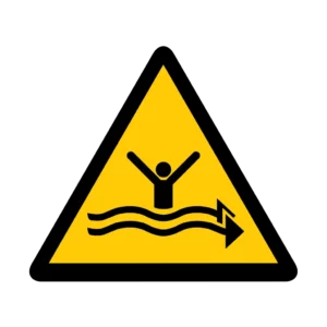 Sticker danger W055 – pictogramme rejet eaux usees | signalétique avertissement, zone à risque