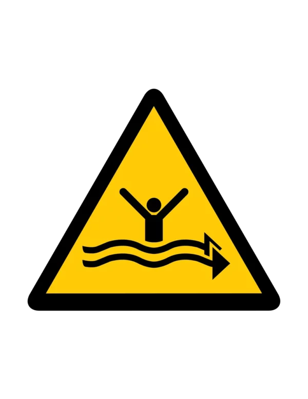 Sticker danger W055 – pictogramme rejet eaux usees | signalétique avertissement, zone à risque