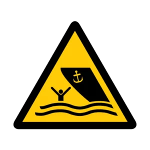 Sticker danger W056 – pictogramme zone risque tsunami | signalétique avertissement, zone à risque