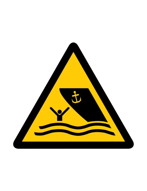 Sticker danger W056 – pictogramme zone risque tsunami | signalétique avertissement, zone à risque