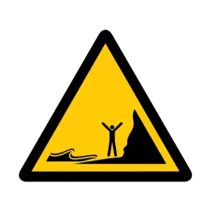 Sticker danger W058 – pictogramme zone navigation bateaux | signalétique avertissement, zone à risque