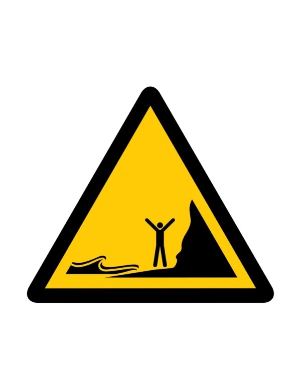 Sticker danger W058 – pictogramme zone navigation bateaux | signalétique avertissement, zone à risque