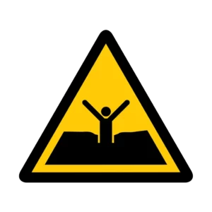 Sticker danger W059 – pictogramme surf terrestre | signalétique avertissement, zone à risque