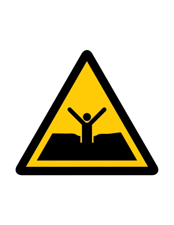 Sticker danger W059 – pictogramme surf terrestre | signalétique avertissement, zone à risque