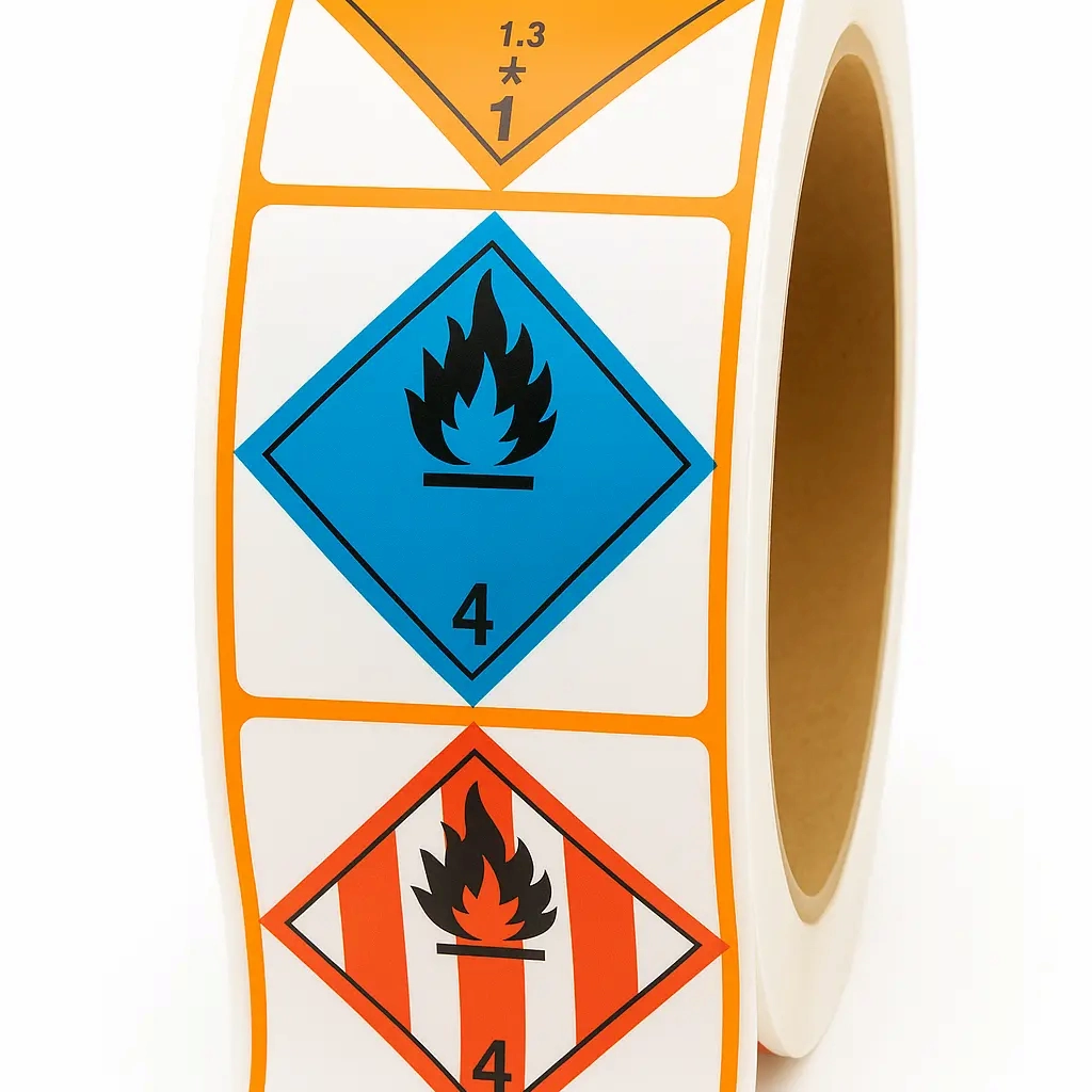 Rouleaux d’étiquettes ADR – signalisation de danger pour le transport de matières dangereuses