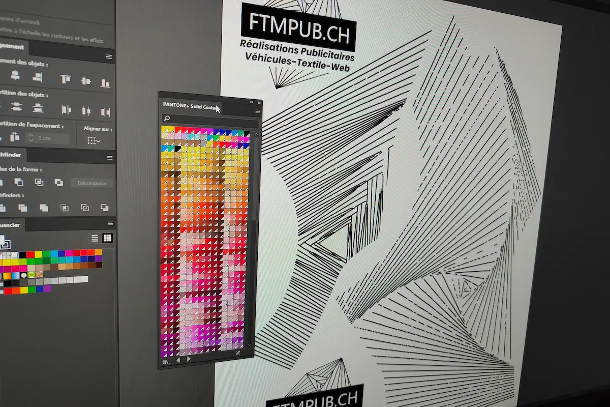 Palette Pantone dans Illustrator pour impression de logos, textiles et vitrine en Suisse romande